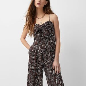 〰️ Simons Accent Tie Jumpsuit in Patterned Brown 〰️